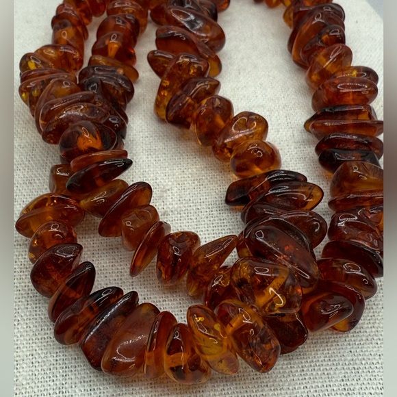 Genuine Amber Graduated Nugget Necklace 26” Slip On No Clasp 54.5 grams - Picture 14 of 17
